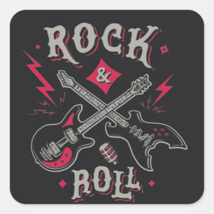 Elektrische en akoestische gitartrips voor rots en vierkante sticker