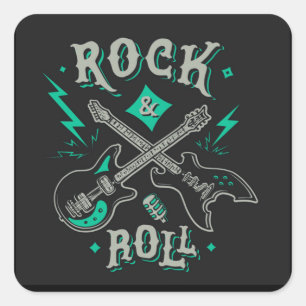 Elektrische en akoestische gitartrips voor rots en vierkante sticker