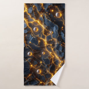Elektrische energie Abstract met Golden Lightning Badhanddoek