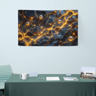 Elektrische energie Abstract met Golden Lightning Spandoek