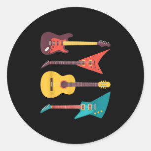 Elektrische gitaar en akoestische gitaar ronde sticker