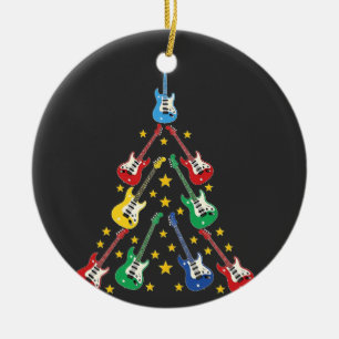 Elektrische gitaar kerstboom muziekliefhebbers keramisch ornament