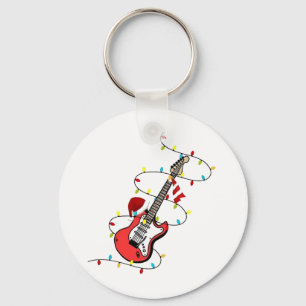 Elektrische Gitaar Kerstman Muziek Kerstman Sleutelhanger