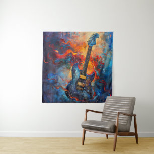 Elektrische gitaar kunst tapijt wandkleed