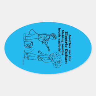 Elektrische gitaar maakt Zombies explode oval Stic Ovale Sticker
