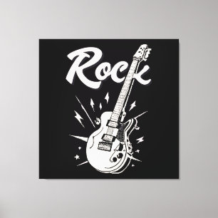 Elektrische gitaar met rock woord canvas afdruk