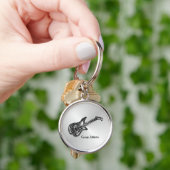 Elektrische gitaar op Zilver Personal Sleutelhanger (Hand)
