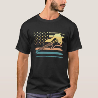Elektrische Gitaar Retro USA Vlag T-shirt