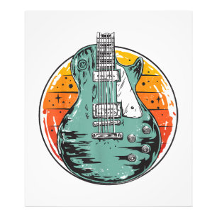 Elektrische Gitaar Retro Zonsondergang Vintage Muz Foto Afdruk