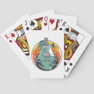 Elektrische Gitaar Retro Zonsondergang Vintage Muz Pokerkaarten
