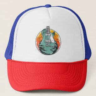 Elektrische Gitaar Retro Zonsondergang Vintage Muz Trucker Pet