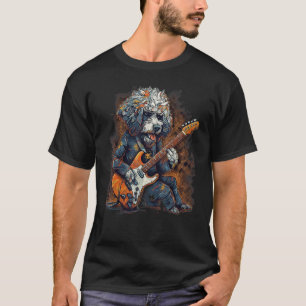 Elektrische Gitaar Rockmuziek Sheepadoodle Hond T-shirt