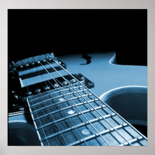 Elektrische gitaar Sluiten - Blauw Poster