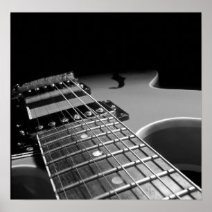 Elektrische gitaar Sluiten - Grijze B&W Poster