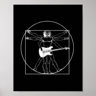 Elektrische gitaarmusicus gift Da Vinci Drawing Poster