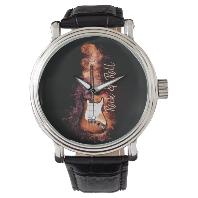 Elektrische gitaarrots en rolvleugels horloge (Voorkant)