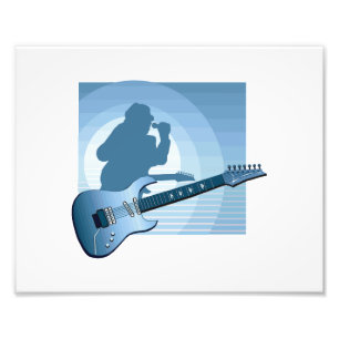 elektrische gitaarzanger blue.png foto afdruk