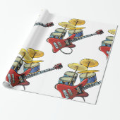 Elektrische gitaren en trommels cadeaupapier (Uitgerold)
