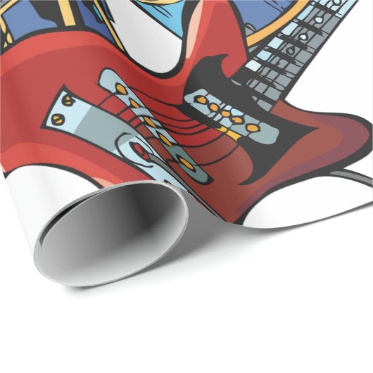 Elektrische gitaren en trommels cadeaupapier (Rol Hoek)