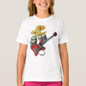 Elektrische gitaren en trommels t-shirt (Voorkant)