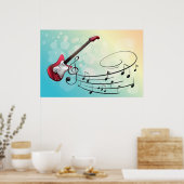 Elektrische gitaren Muzieknoten Poster (Keuken)