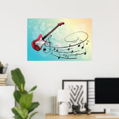 Elektrische gitaren Muzieknoten Poster (Thuiskantoor)