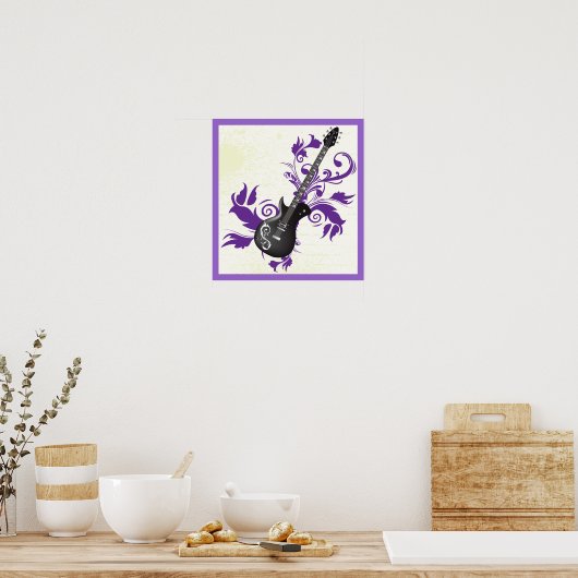 Elektrische gitaren, zwammen en Abstracte bladeren Poster (Keuken)