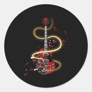 Elektrische gitarist ronde sticker