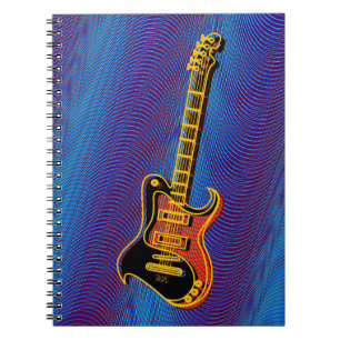 Elektrische Guitar Blue  Trippy Retro Pop Art Notitieboek