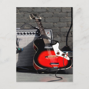 ELEKTRISCHE GUITAR - ROOD, WITTE, ZWART BRIEFKAART