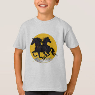 Elektrische Hengst – Donkere Rennende Paard Blikse T-shirt