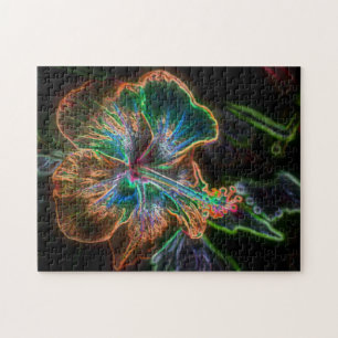 Elektrische Hibiscus Flower Art #2  Legpuzzel