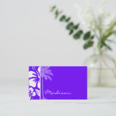 Elektrische Indigo Tropische Hibiscus; Palm Visitekaartje (Staand voorkant)
