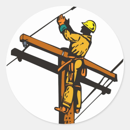 Elektrische krachtwerker van de Power Lineman Ronde Sticker (Voorkant)