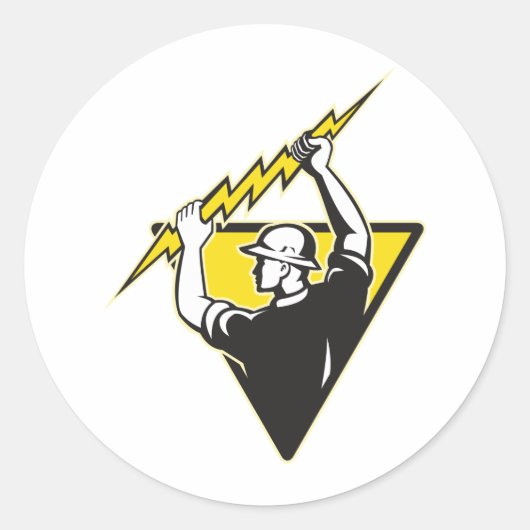 Elektrische krachtwerker van de Power Lineman Ronde Sticker (Voorkant)