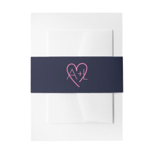 Elektrische Liefde Neon Roze Hart & Monogram Uitnodigingen Wikkel