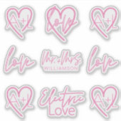 Elektrische Liefde Neon Roze Retro Signage Monogra Sticker (Voorkant)
