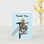 Elektrische Lineman op pool Hartelijk dank Kaart (Gele Bloem)