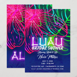 Elektrische Luau Tropische Nacht Neon Bruidsdouche Kaart