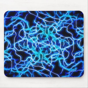 Elektrische Neon Blauwe Teslaspoel Bliksem Muismat