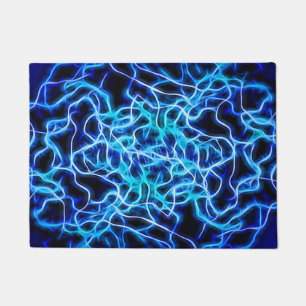 Elektrische neon Blue Tesla Coil Lightning Deurmat