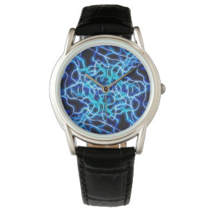 Elektrische neon Blue Tesla Coil Lightning Horloge