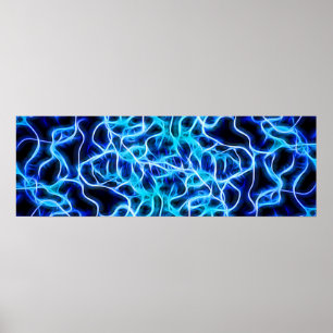 Elektrische neon Blue Tesla Coil Lightning Poster
