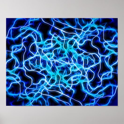 Elektrische neon Blue Tesla Coil Lightning Poster (Voorkant)