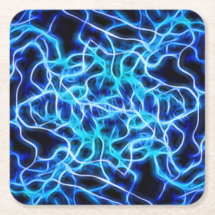 Elektrische neon Blue Tesla Coil Lightning Vierkante Kartonnen Onderzetter