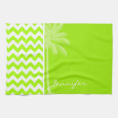 Elektrische Neon Lime Groene Chevron; Tropische Pa Theedoek (Horizontaal)