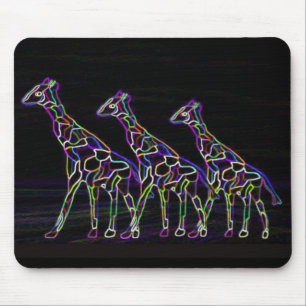 Elektrische neonGiraffes Muismat