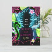 Elektrische Neonlichten Ananas Feest Uitnodiging (Staand voorkant)