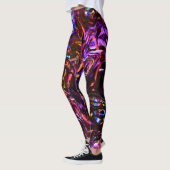 Elektrische Paarse en zwarte Abstracte kunst Leggings (Links)