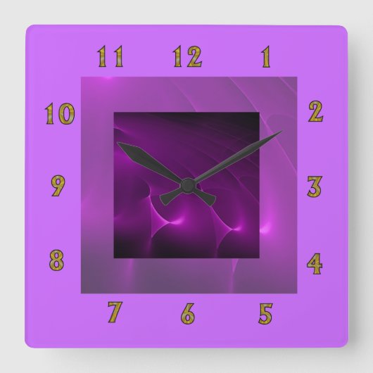 Elektrische Paarse wandklok Vierkante Klok (Voorkant)